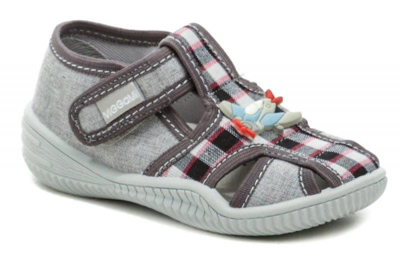 Vi-GGA-Mi šede detské plátené papučky MICHAS | ARNO-obuv.sk - obuv s tradíciou