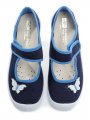 3F dievčenské modré balerínky motýľ 4A3-19 | ARNO-obuv.sk - obuv s tradíciou