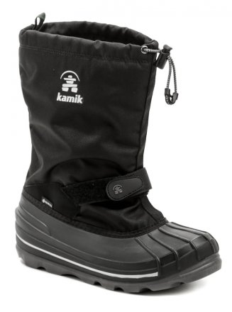 Detská zimná vyteplená nepremokavá obuv s membránou Gore-Tex, vyrobená zo syntetického materiálu v kombinácii s textilným nylonovým zvrškom.
