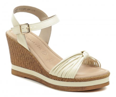 Dámska letná vychádzková sandálová obuv na kline, vyrobená z kombinácie pravej prírodnej kože a syntetického materiálu.