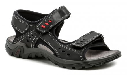 Pánska letná kožená vychádzková sandálová obuv, vyrobená z pravej prírodnej kože v kombinácii s textilným materiálom.