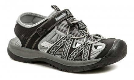 Letná vychádzková a trekingová sandálová obuv, vyrobená z kombinácie syntetického a textilného materiálu. Vegánsky produkt.