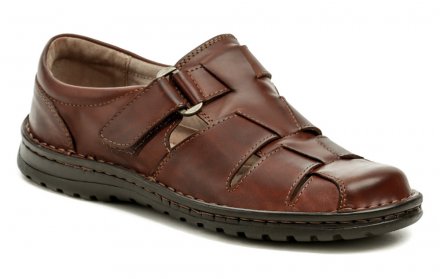 Pánska letná vychádzková obuv so zapínaním na suchý zips. Obuv je vyrobená z pravej prírodnej kože.