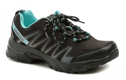 Celoročná vychádzková outdoorová obuv na šnurovanie, vyrobená z kombinácie syntetického materiálu s textilným SOFTSHELL materiálom.