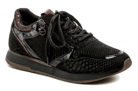 Dámska celoročná vychádzková obuv na šnurovanie aj za zips. Obuv je vyrobená z kombinácie syntetickej kože s textilným materiálom.